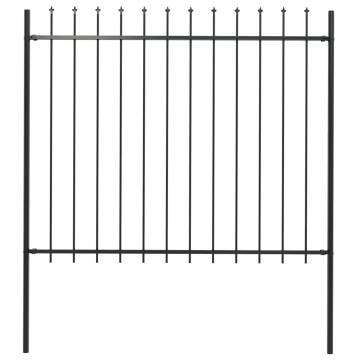 Elegant Black Garden Fence with Spear Top - 1.7x1.5 m