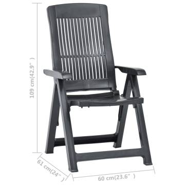 Garden Reclining Chairs Set - 2 Pcs Plastic Anthracite