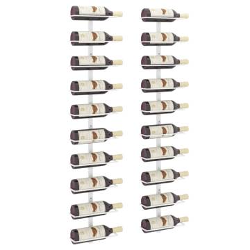 Wall-Mounted Wine Rack for 10 Bottles - Stylish & Durable White Metal