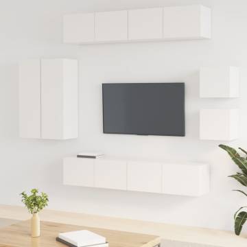 8 Piece High Gloss White TV Cabinet Set | Hipomarket UK