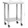 Kitchen Work Table with Wheels - Stainless Steel 80x45x85 cm