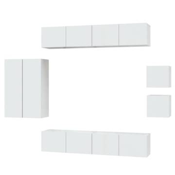 8 Piece High Gloss White TV Cabinet Set | Hipomarket UK