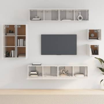 8 Piece High Gloss White TV Cabinet Set | Hipomarket UK