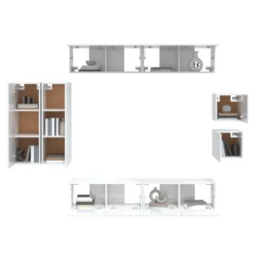 8 Piece High Gloss White TV Cabinet Set | Hipomarket UK