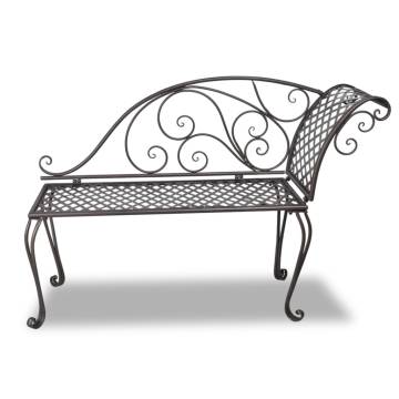 Elegant Garden Chaise Lounge - Antique Brown Steel