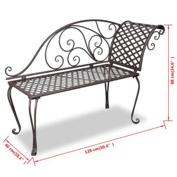 Elegant Garden Chaise Lounge - Antique Brown Steel