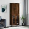 Highboard Brown Oak 69.5x34x180 cm Engineered Wood Colour brown oak Quantity in Package 1 Model 2 glass doors 