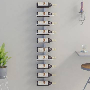 Wall-mounted Wine Rack for 10 Bottles - White Metal Design