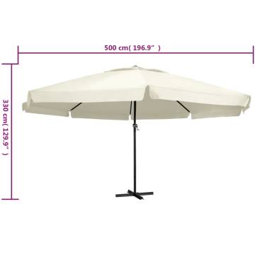 Outdoor Parasol with Aluminium Pole - 600 cm Sand White