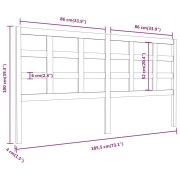 Stylish Grey Bed Headboard | Solid Pine Wood - 185.5x4x100 cm