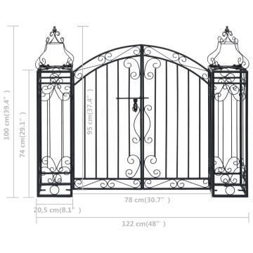 Ornamental Wrought Iron Garden Gate - 122x20.5x100 cm