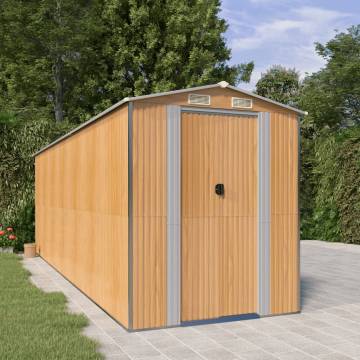 Light Brown Garden Shed: Durable Galvanised Steel Storage