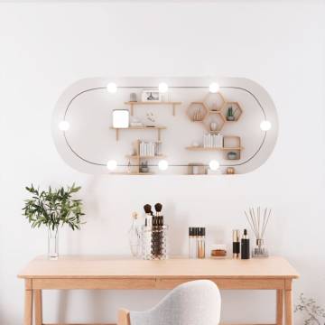 Stylish Wall Mirror with LED Lights - 25x60 cm Oval