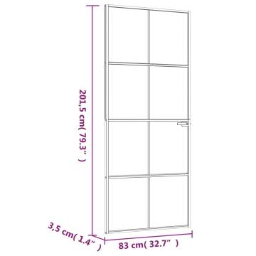 Interior Door White 83x201.5 cm - Tempered Glass & Aluminium