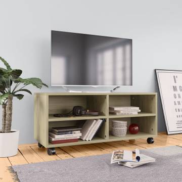 Trendy Sonoma Oak TV Cabinet with Castors - 90x35x35 cm