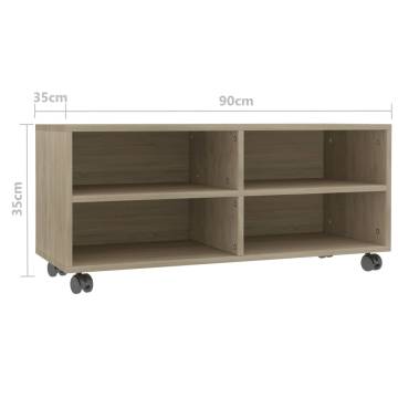 Trendy Sonoma Oak TV Cabinet with Castors - 90x35x35 cm