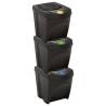 Stackable Dustbins 3 pcs Anthracite 75 L Colour anthracite Number of bins 3 