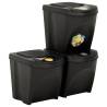 Stackable Dustbins 3 pcs Anthracite 75 L - Hipomarket UK