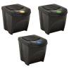 Stackable Dustbins 3 pcs Anthracite 75 L - Hipomarket UK