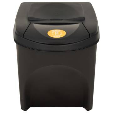 Stackable Dustbins 3 pcs Anthracite 75 L - Hipomarket UK