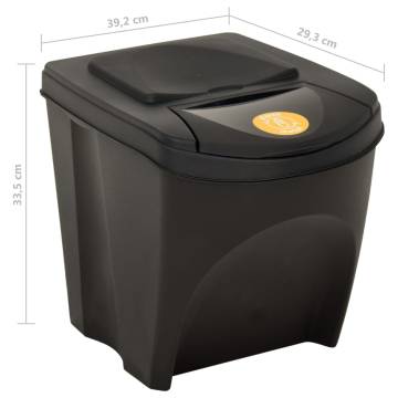 Stackable Dustbins 3 pcs Anthracite 75 L - Hipomarket UK