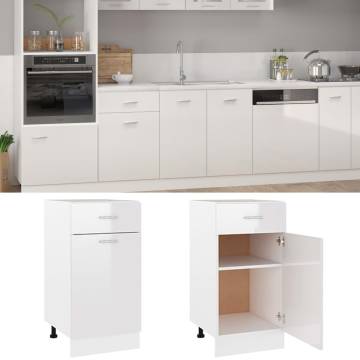 High Gloss White Drawer Bottom Cabinet - 40x46x81.5 cm