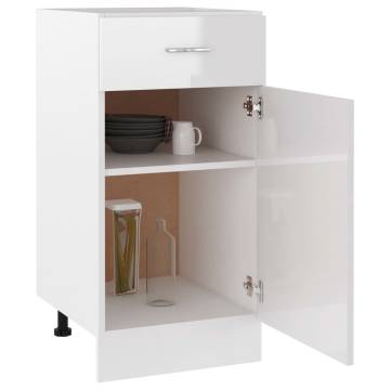 High Gloss White Drawer Bottom Cabinet - 40x46x81.5 cm