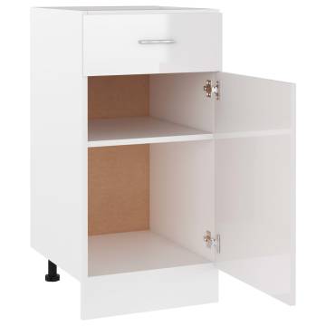 High Gloss White Drawer Bottom Cabinet - 40x46x81.5 cm