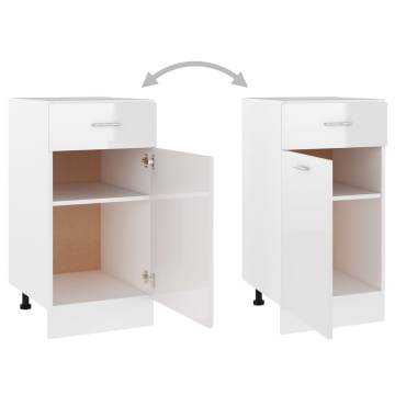 High Gloss White Drawer Bottom Cabinet - 40x46x81.5 cm