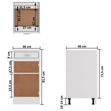 High Gloss White Drawer Bottom Cabinet - 40x46x81.5 cm