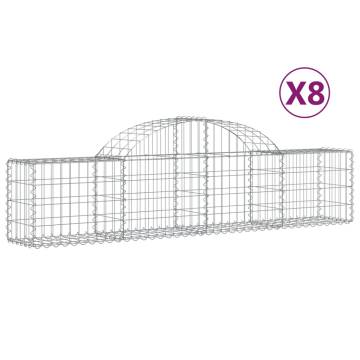 Arched Gabion Baskets 8 pcs - Galvanised Iron Garden Barriers