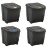 Stackable Garbage Bin Boxes - 4pcs Grey, 100L Polypropylene