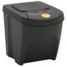 Stackable Garbage Bin Boxes - 4pcs Grey, 100L Polypropylene