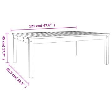 Garden Table White 121x82.5x45 cm Solid Pine - Hipomarket