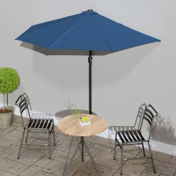 Blue Balcony Parasol with Aluminium Pole - 270x144 cm Half