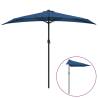 Blue Balcony Parasol with Aluminium Pole - 270x144 cm Half