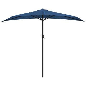 Blue Balcony Parasol with Aluminium Pole - 270x144 cm Half