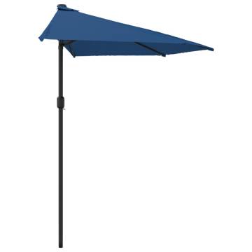 Blue Balcony Parasol with Aluminium Pole - 270x144 cm Half