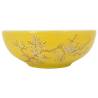 Chic White & Yellow Round Countertop Basin - 41 cm Ceramic