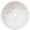 Chic White & Yellow Round Countertop Basin - 41 cm Ceramic