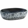 Stylish Black & Blue Oval Ceramic Countertop Basin - 47x33 cm