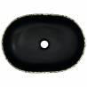 Stylish Black & Blue Oval Ceramic Countertop Basin - 47x33 cm