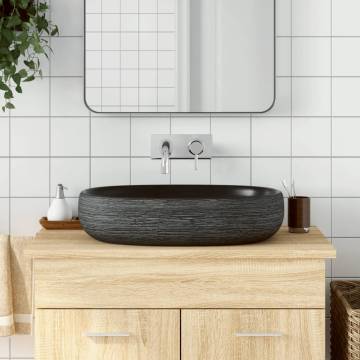 Countertop Basin Grey & Black Oval 59x40 cm - Chic Ceramic Sink