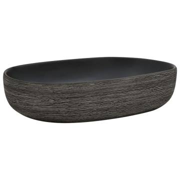 Countertop Basin Grey & Black Oval 59x40 cm - Chic Ceramic Sink