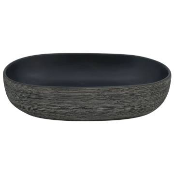 Countertop Basin Grey & Black Oval 59x40 cm - Chic Ceramic Sink