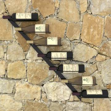 Stylish Wall-Mounted Wine Rack for 7 Bottles - Black Metal