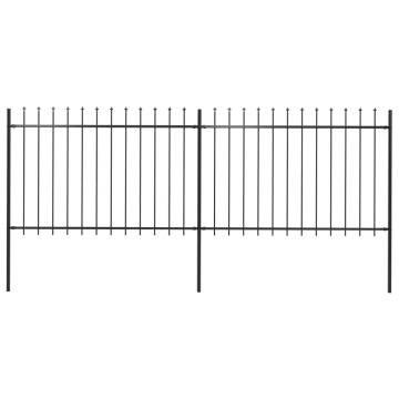 Elegant Garden Fence with Spear Top Steel - 3.4x1.2m Black