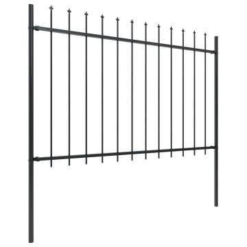 Elegant Garden Fence with Spear Top Steel - 3.4x1.2m Black