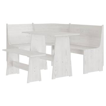 3 Piece Dining Set - White Solid Wood Pine for Your Home