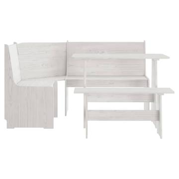 3 Piece Dining Set - White Solid Wood Pine for Your Home